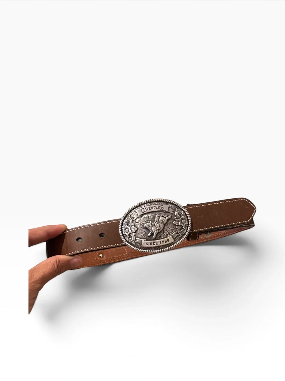 Cavender’s Girls Brown Leather Western Belt with Silver Buckle Size 26